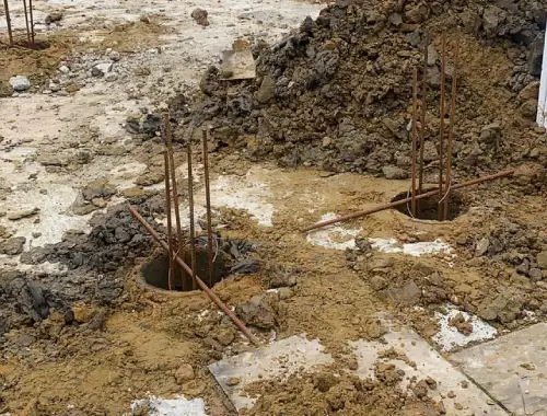 Piling installation for foundation and groundwork construction on a London building project.