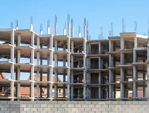 Reinforced concrete works for structural frames, walls, slabs, and beams